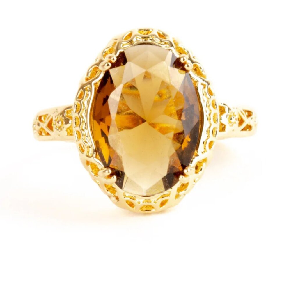Oval Cut Gold Plated Statement Ring